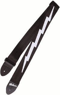 Gibson GSBL10 2 Lightning Bolt style black diržas gitarai