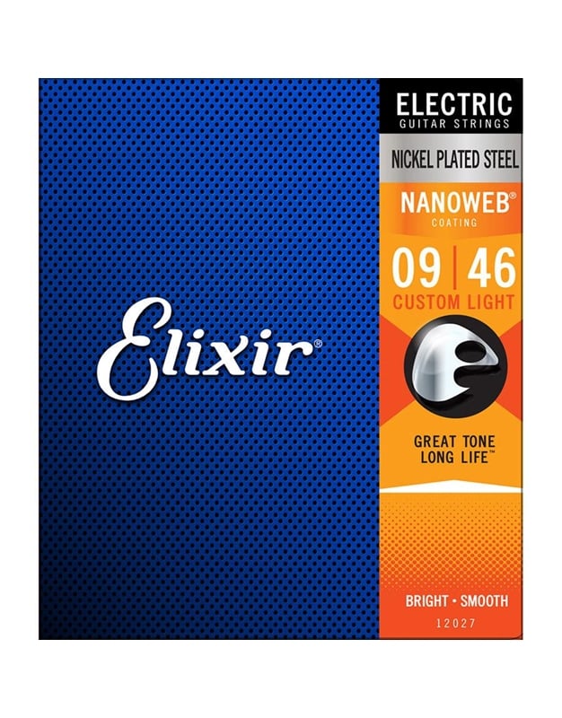 Elixir 12027 Custom Light 9-46 Electric Nickel Plated Steel with NANOWEB Coating