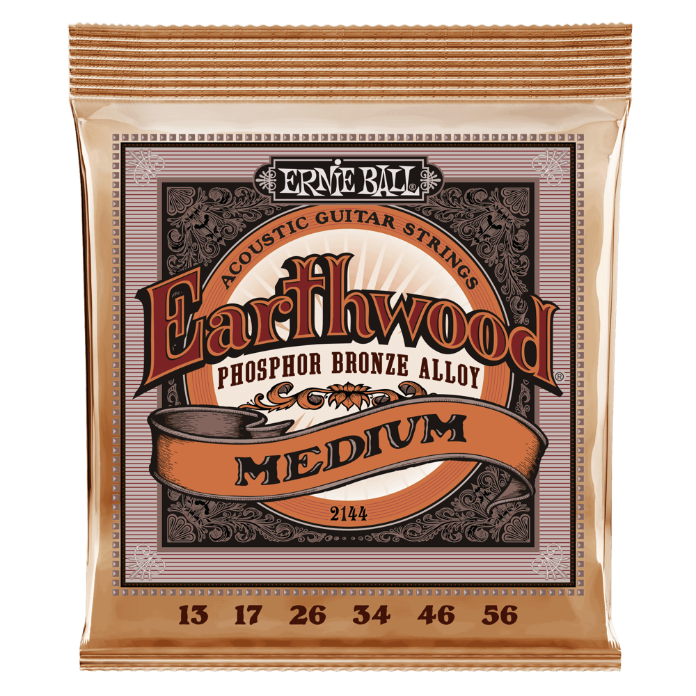 Ernie Ball 2144 Medium Earthwood Phosphor Bronze Acoustic Guitar Strings 13-56 Gauge
