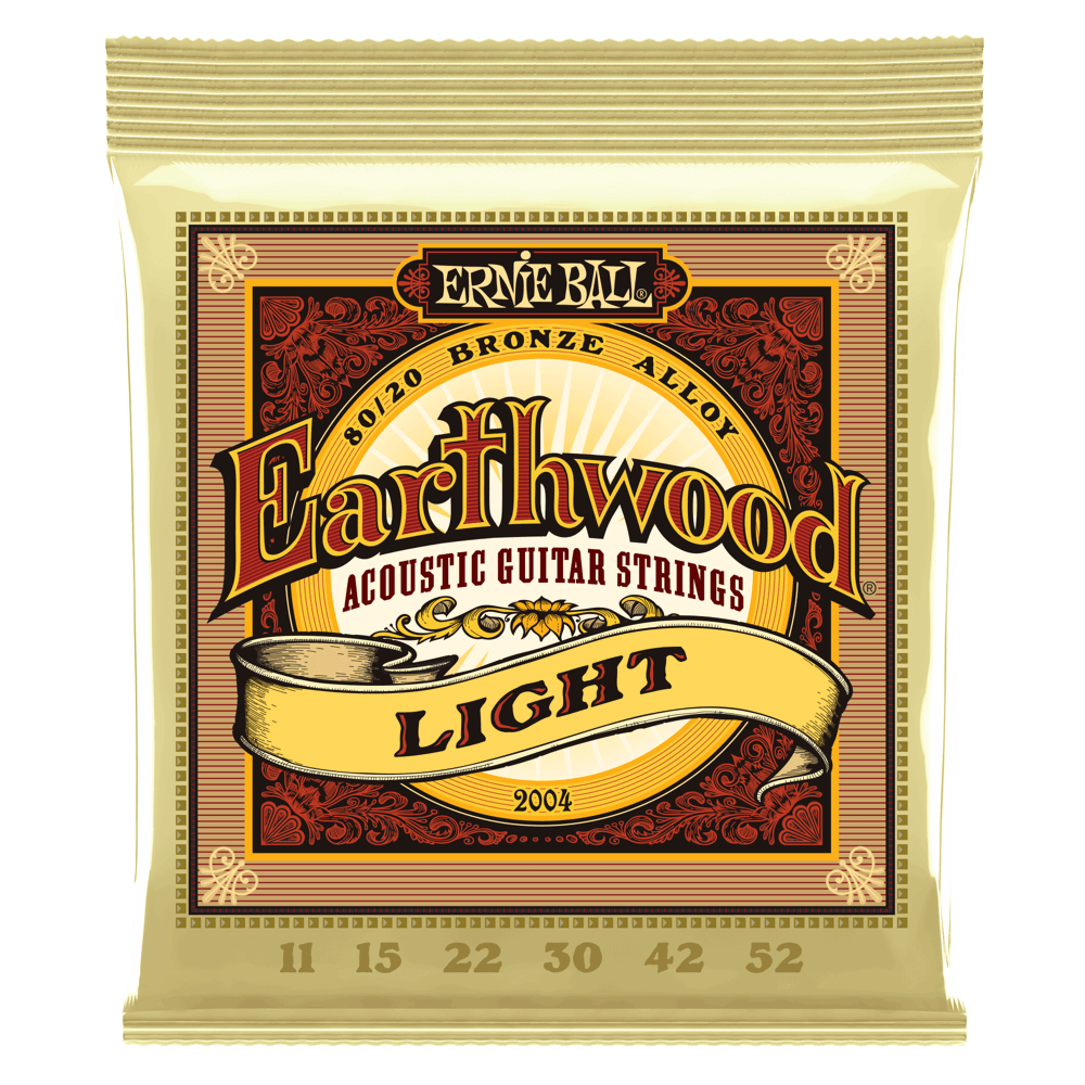 Ernie Ball 2004 Light Earthwood 80/20 Bronze Acoustic Guitar Strings 11-52 Gauge