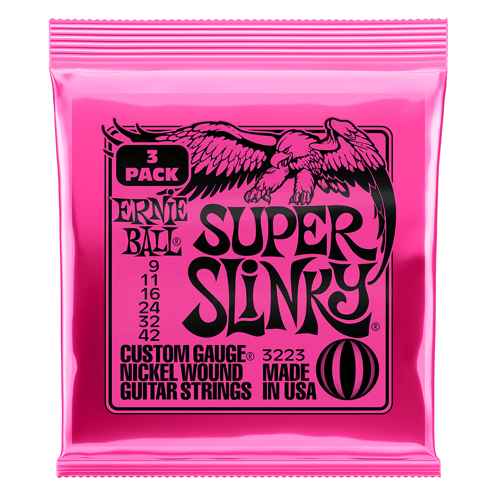 Ernie Ball 3223 Super Slinky Nickel Wound Electric Guitar Strings 9-42 Gauge - 3 Pack