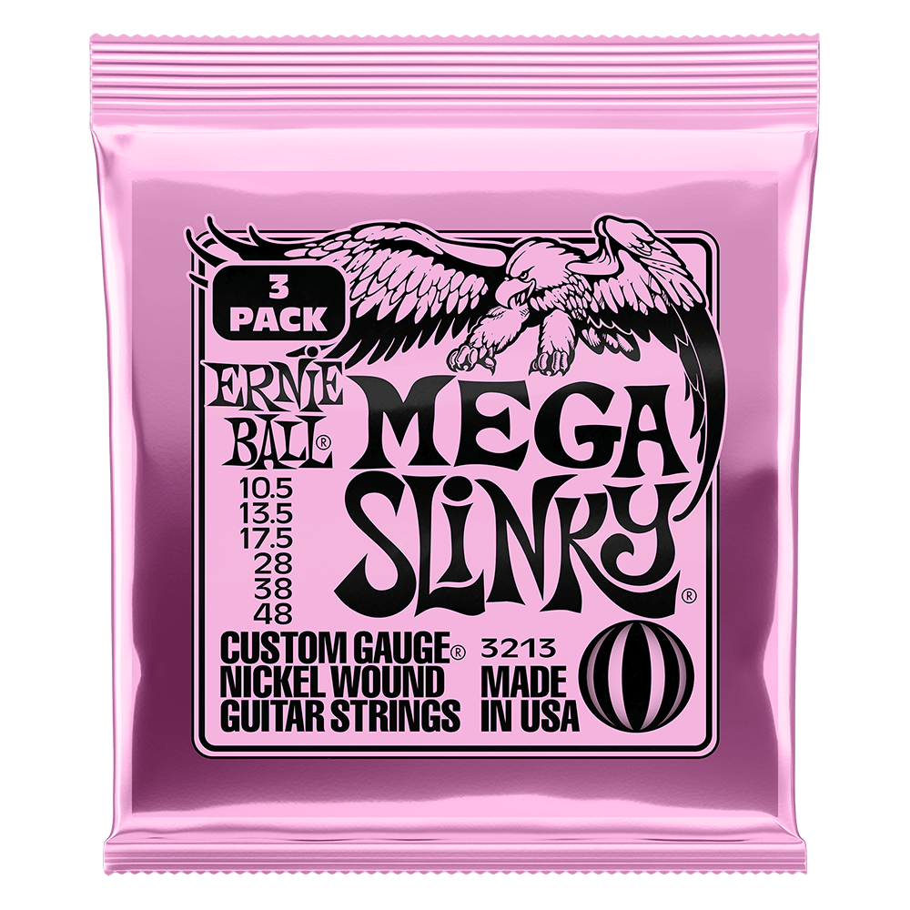 Ernie Ball 3213 Mega Slinky Nickel Wound Electric Guitar Strings 10.5-48 Gauge - 3 Pack