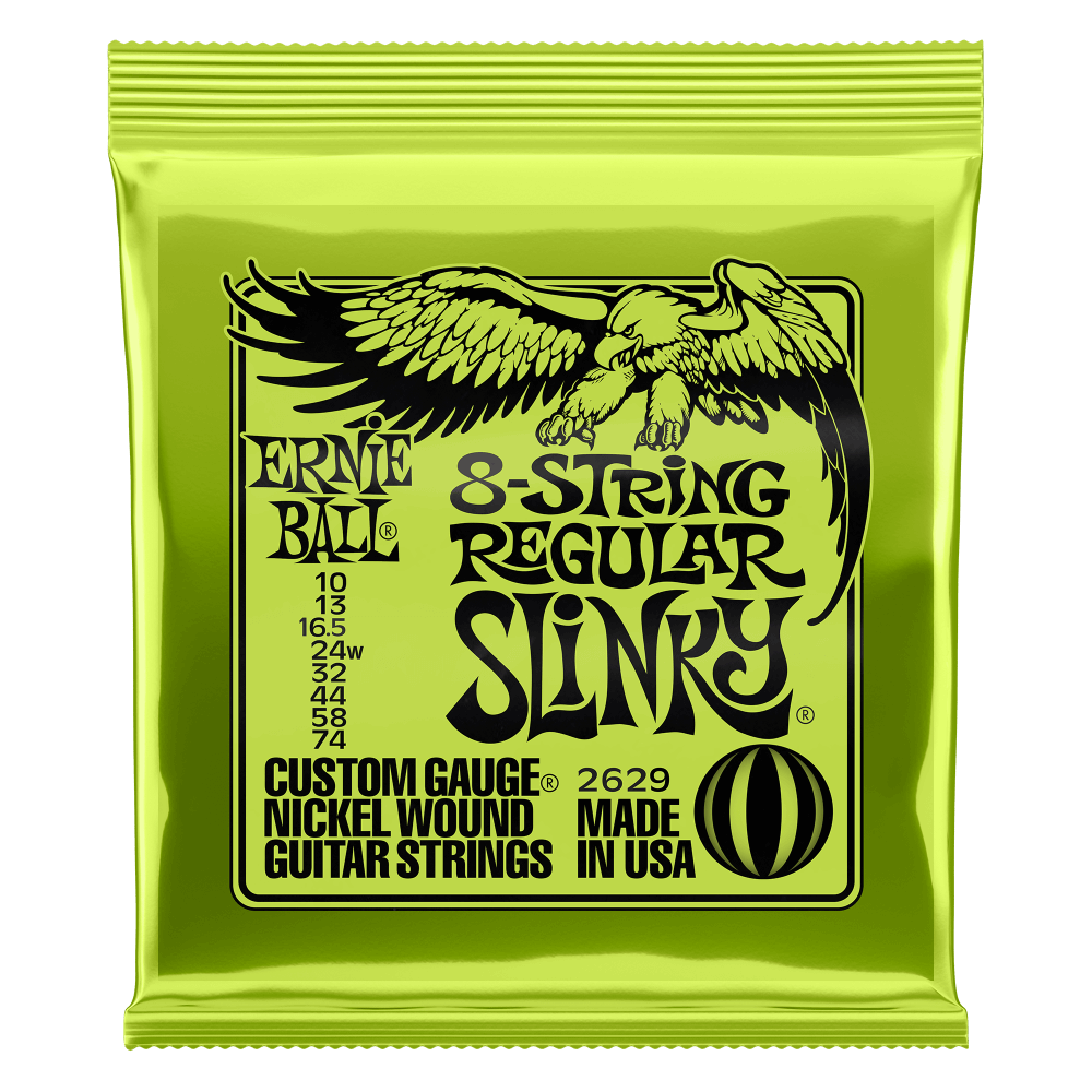 Ernie Ball 2629 Regular Slinky Nickel Wound 8-String Electric Guitar Strings 10-74 Gauge