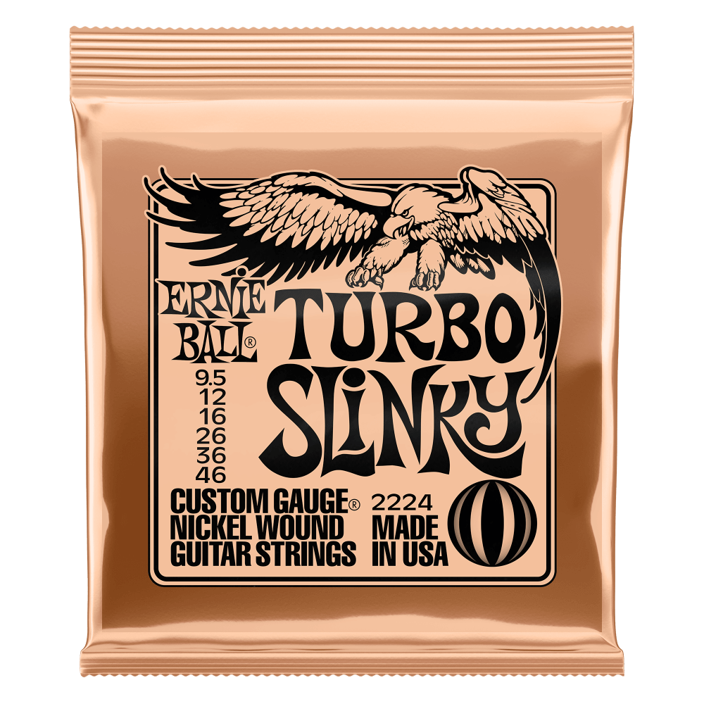 Ernie Ball 2224 Turbo Slinky Nickel Wound Electric Guitar Strings 9.5-46 Gauge