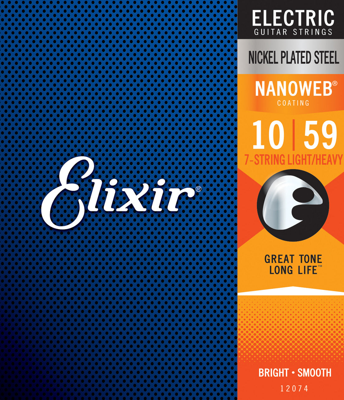 Elixir 12074 7-string Light/Heavy 10-59 Electric Nickel Plated Steel with NANOWEB Coating