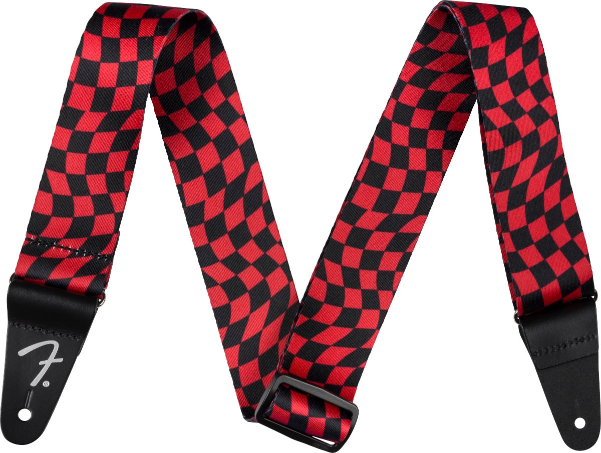Fender Wavy Checkerboard Polyester Strap Red diržas gitarai