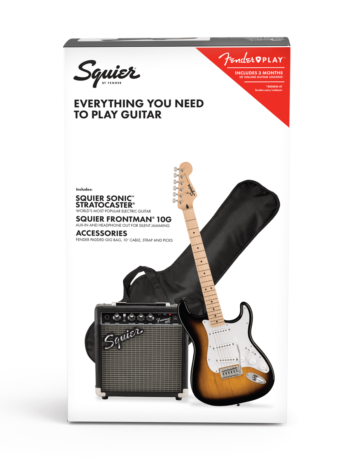 Squier PK Sonic Stratocaster Pack MN 2TS 10G elektrinės gitaros komplektas