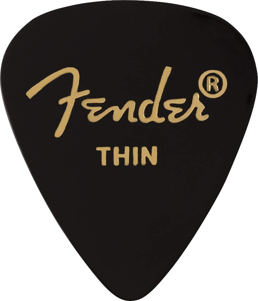 Fender 351 Black pick thin 12 vnt. pack mediatoriai