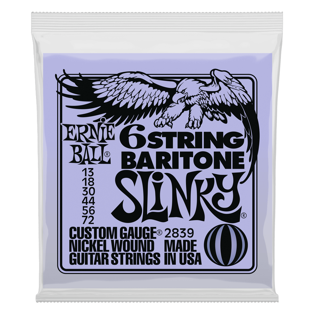 Ernie Ball 2839 Slinky 6-String with small ball end Baritone Guitar Strings 13-72 Gauge