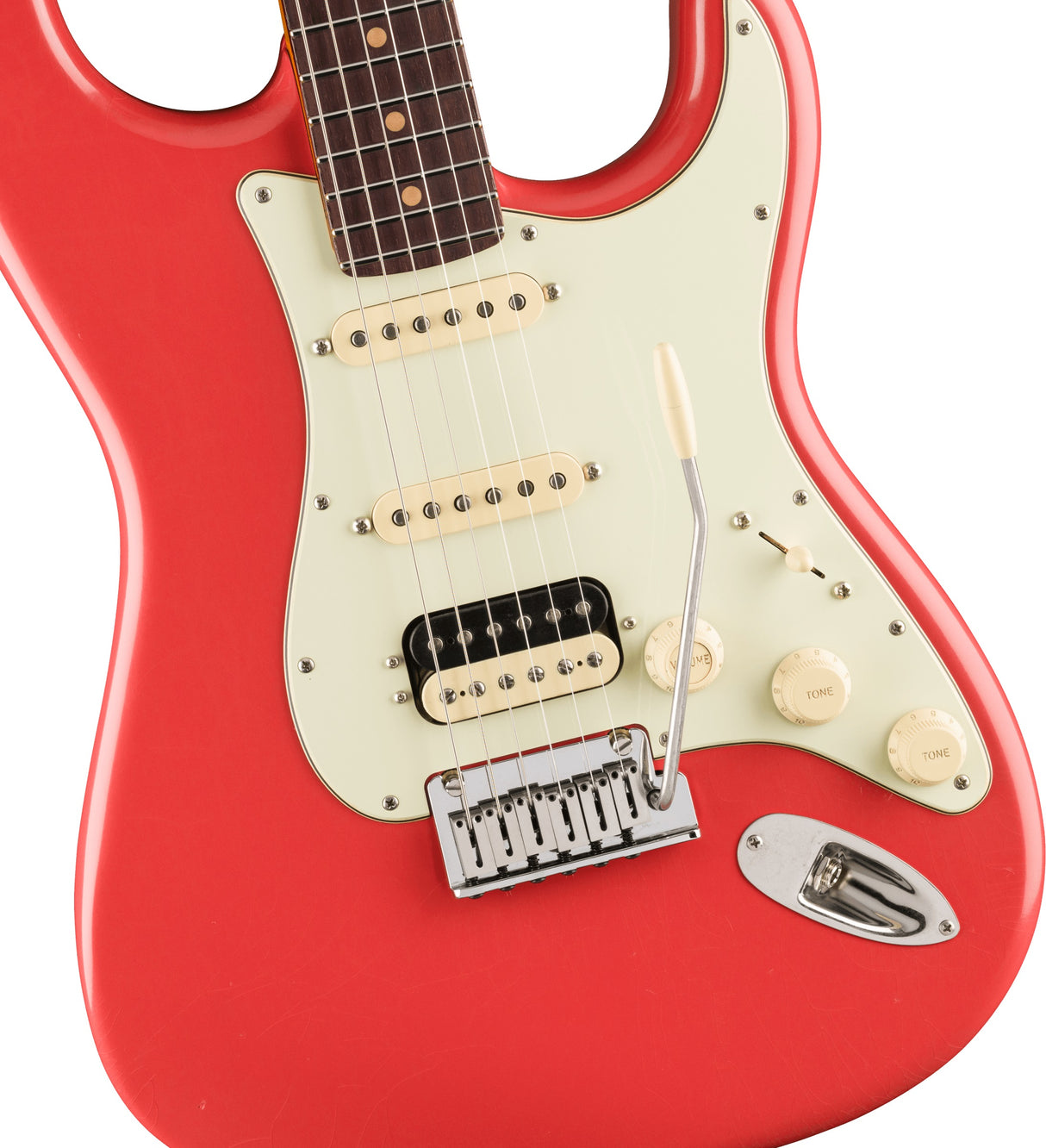 Fender American Ultra Luxe 60s Stratocaster HSS Rosewood Fingerboard Fiesta Red elektrinė gitara
