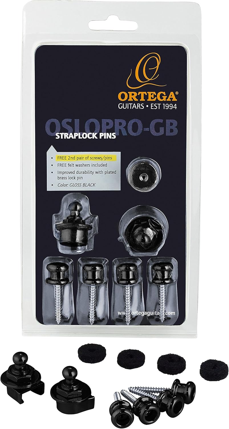ORTEGA OSLOPRO-GB Strap Lock Pin Pro Version Gloss Black diržo spyna gitarai