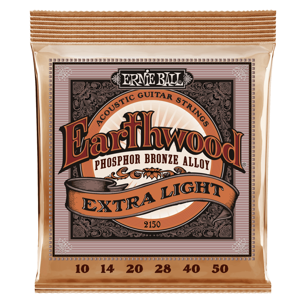 Ernie Ball 2150 Extra Light Earthwood Phosphor Bronze Acoustic Guitar Strings 10-50 Gauge