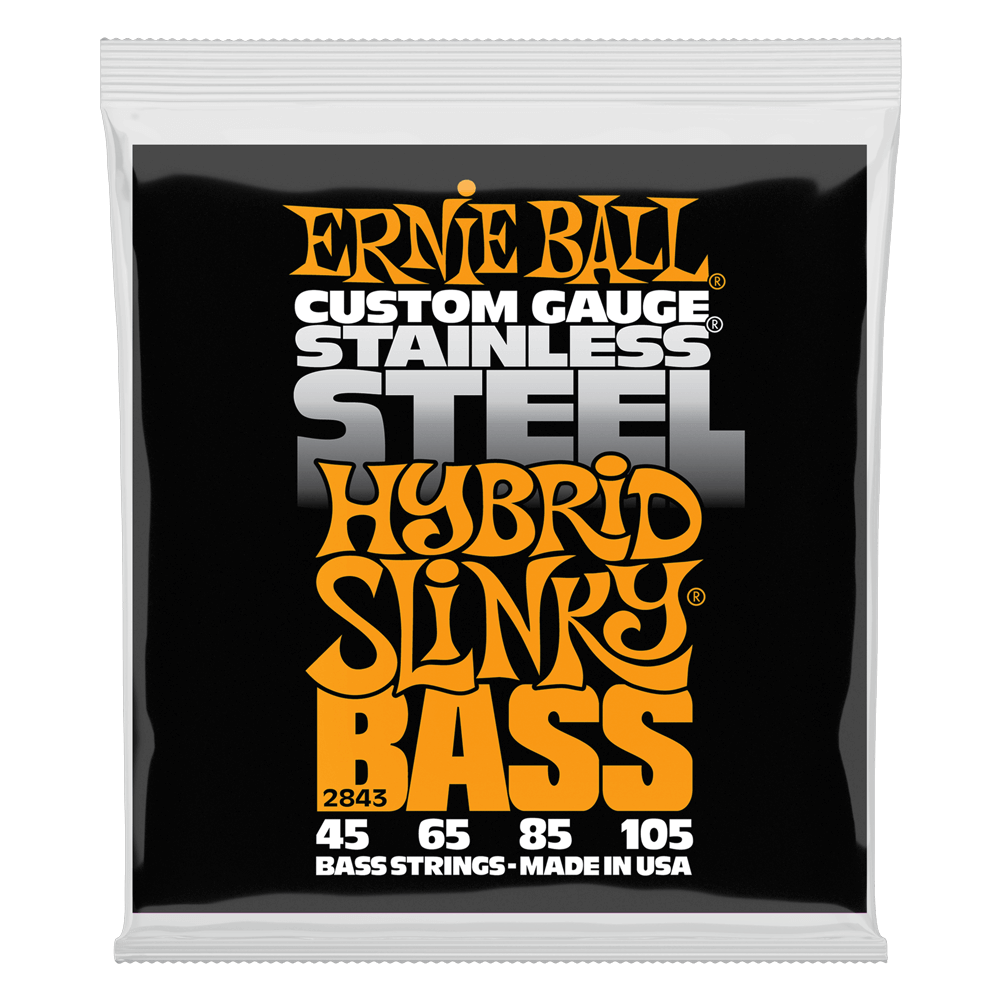 Ernie Ball 2843 Hybrid Slinky Stainless Steel Electric Bass Strings 45-105 Gauge