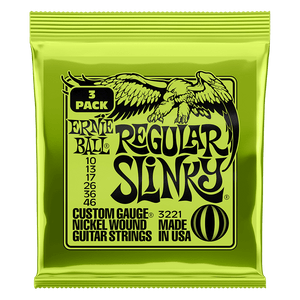 Ernie Ball 3221 Regular Slinky Nickel Wound Electric Guitar Strings 10-46 Gauge - 3 Pack