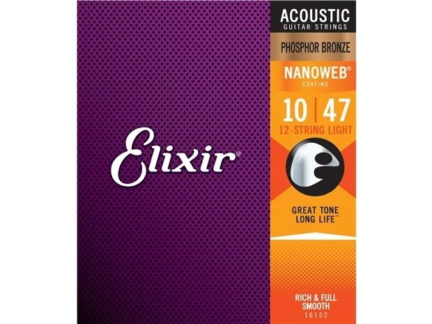 Elixir 16152 12-String Light 10-47 Acoustic Phosphor Bronze with NANOWEB Coating