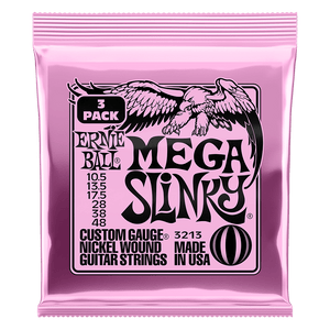 Ernie Ball 3213 Mega Slinky Nickel Wound Electric Guitar Strings 10.5-48 Gauge - 3 Pack