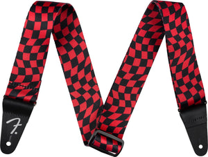 Fender Wavy Checkerboard Polyester Strap Red diržas gitarai