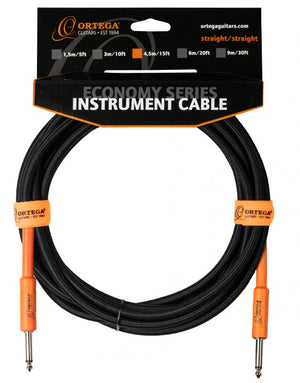 Ortega OECIS-15 Instrument Cable - 3m/10ft. Black Tweed, STRAIGHT/STRAIGHT, Economy Series laidas gi