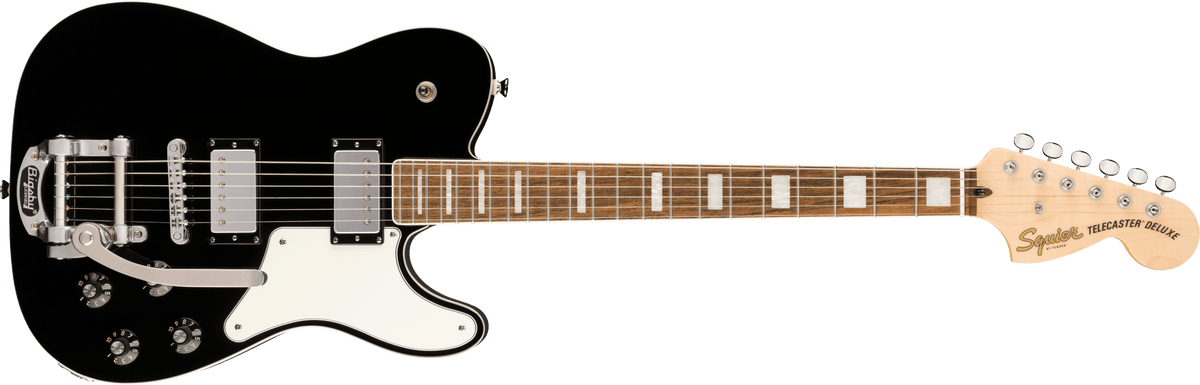 Squier Paranormal Troublemaker Telecaster Deluxe Bigsby Laurel Fingerboard Parchment Pickguard Black